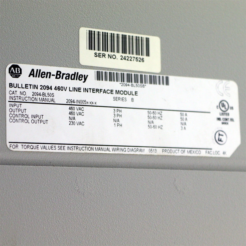 ALLEN-BRADLEY 460V KINETIX 6000 LINE INTERFACE MODULE 2094-BL50S