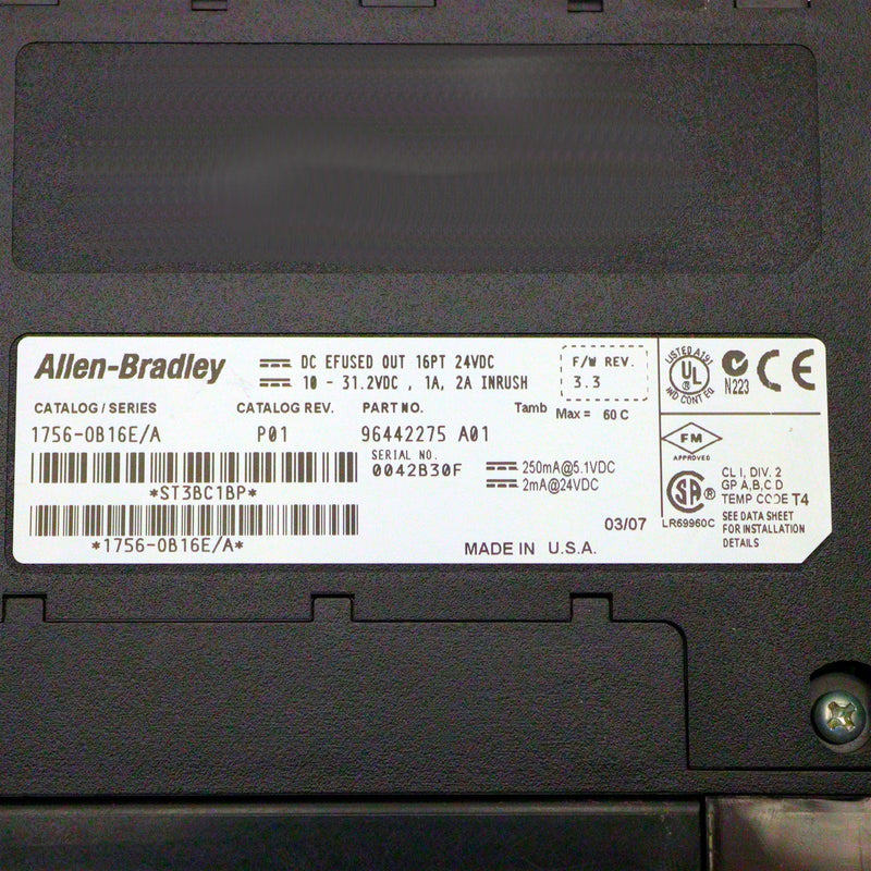 ALLEN-BRADLEY DC EFUSED OUTPUT 16PT 24VDC MODULE 1756-OB16E/A