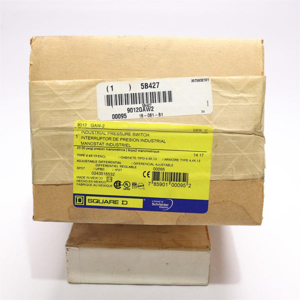 SQUARE D PRESSURE SWITCH 9012GAW2/C * SEALED BOX *