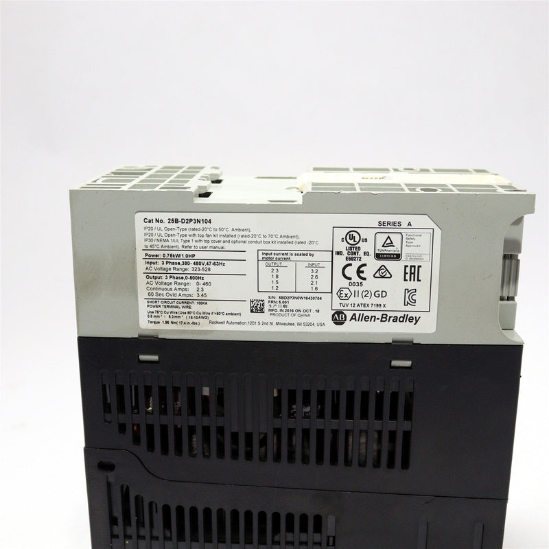 ALLEN BRADLEY POWERFLEX DRIVE 525 25B-D2P3N104/A - No Cap Cover