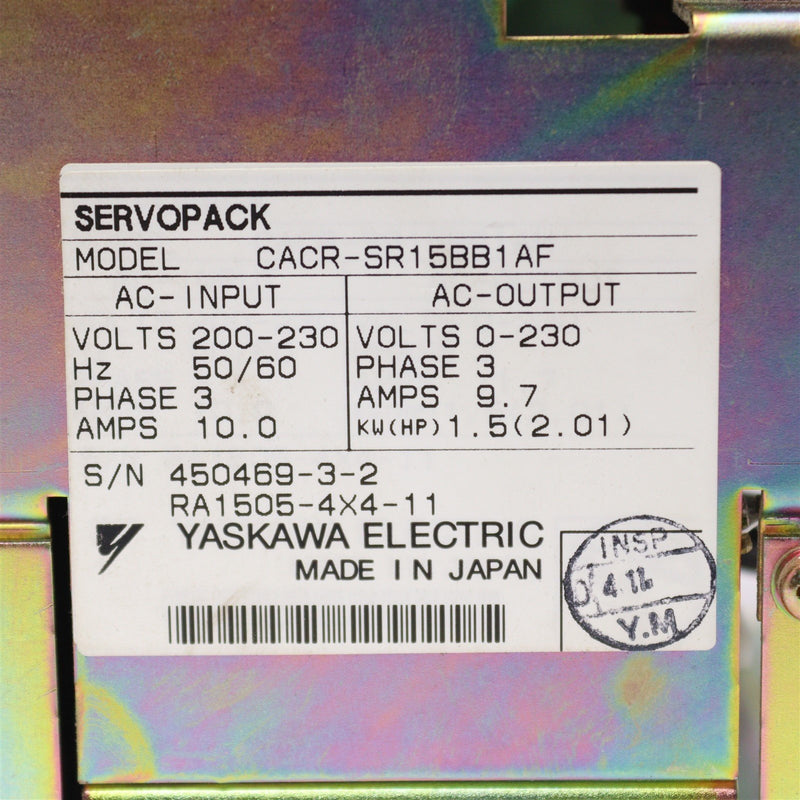 YASKAWA AC SERVO AC MOTOR CACR-SR15BB1AF