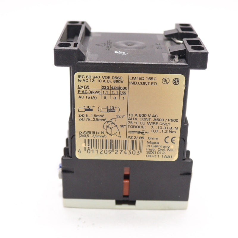 SIEMENS CONTACTOR 3RH1122-1BB40