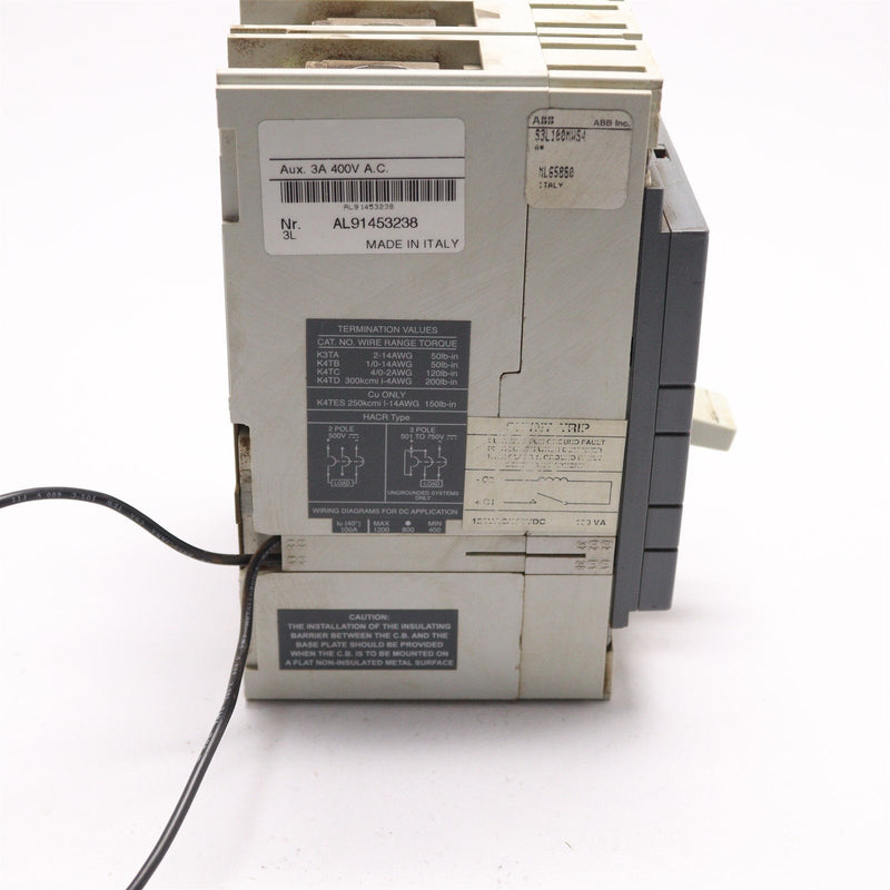 ABB CIRCUIT BREAKER 3p 100a 600v S3L100MWS4