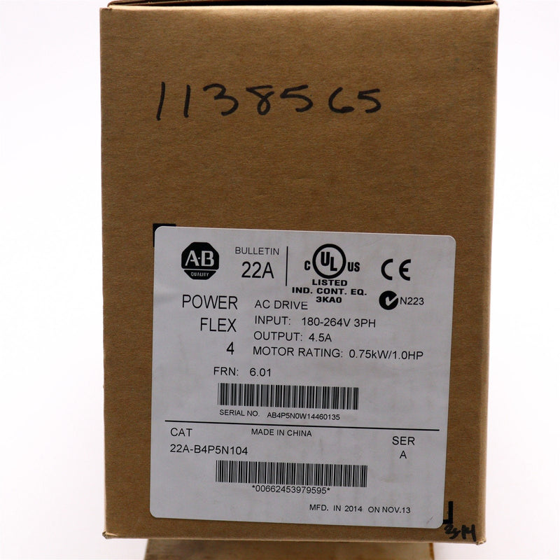 ALLEN BRADLEY POWERFLEX 4 AC DRIVE 240V 22A-B4P5N104/A