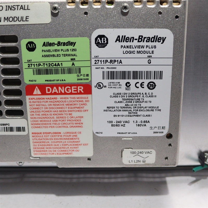 ALLEN BRADLEY PANELVIEW 1250 2711P-T12C4A1