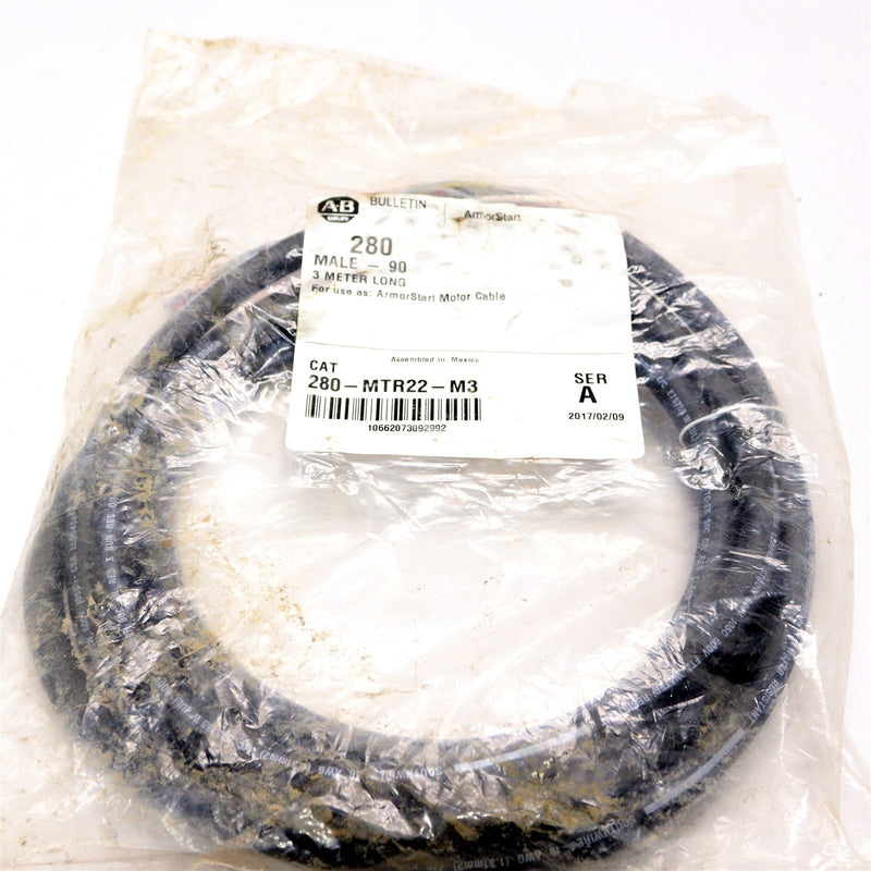 ALLEN BRADLEY 90 DEGREE MALE 3 METER MOTOR CABLE 280-MTR22-M3/A