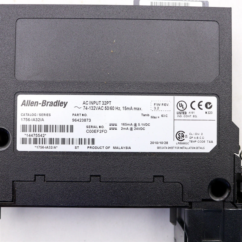 ALLEN-BRADLEY CONTROLLOGIX 32PT INPUT MODULE 1756-IA32 SER. A