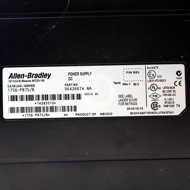 ALLEN-BRADLEY CONTROLLOGIX POWER SUPPLY MODULE 1756-PB75 SER. B