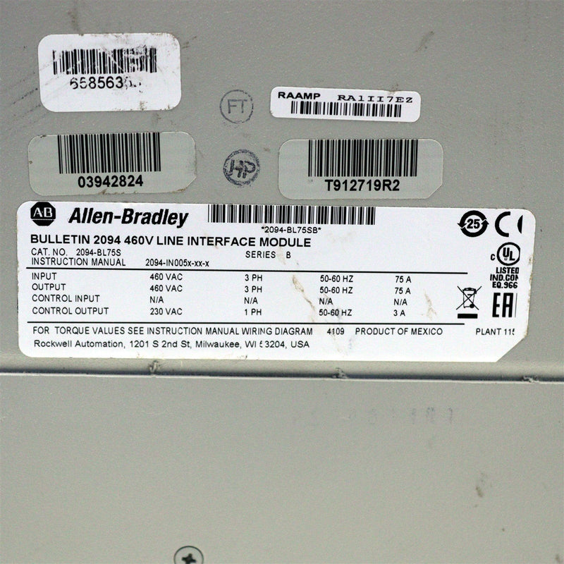 ALLEN-BRADLEY 2094 460V LINE INTERFACE MODULE 2094-BL75S