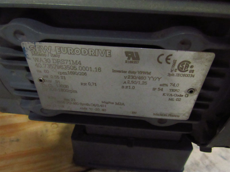 SEW EURODRIVE GEAR MOTOR WA30 DRS71M4