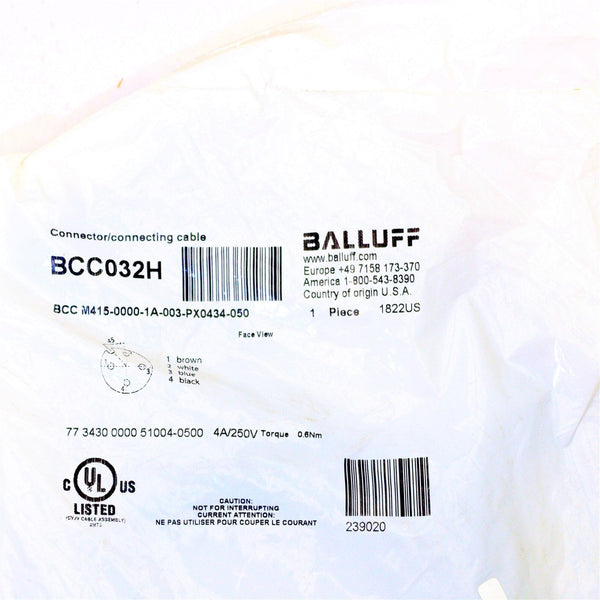 BALLUFF BCC032H / BCC M415-0000-1A-003-PX0434-050 CABLE