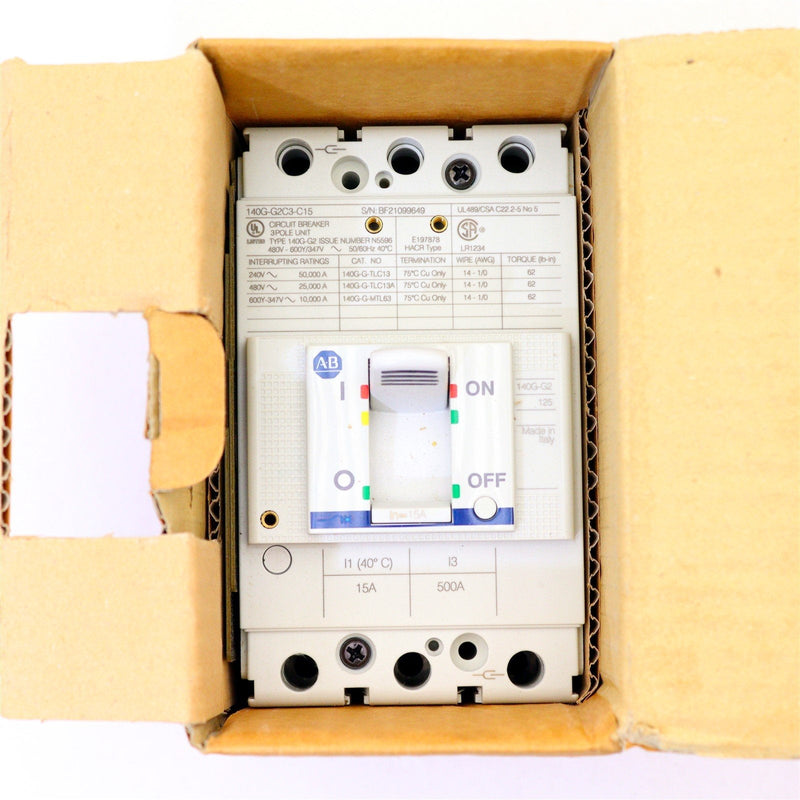 ALLEN BRADLEY 140G-G2C3-C15 3-POLE 480V CIRCUIT BREAKER