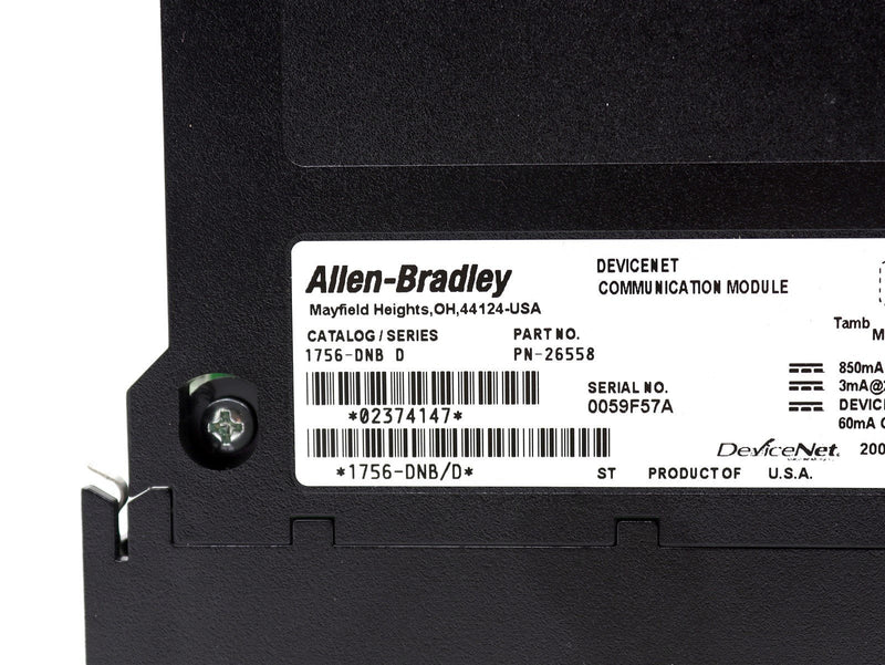 Allen Bradley DeviceNet Communication Module 1756-DNB Ser. D *Missing Door*