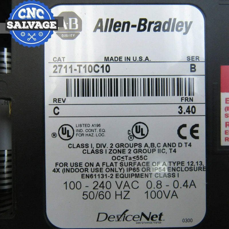 Allen Bradley PanelView 1000 2711-T10C10 SER B