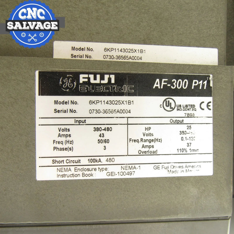 GE Fuji Electric AC Drive 25HP 460VAC 6KP1143025X1B1