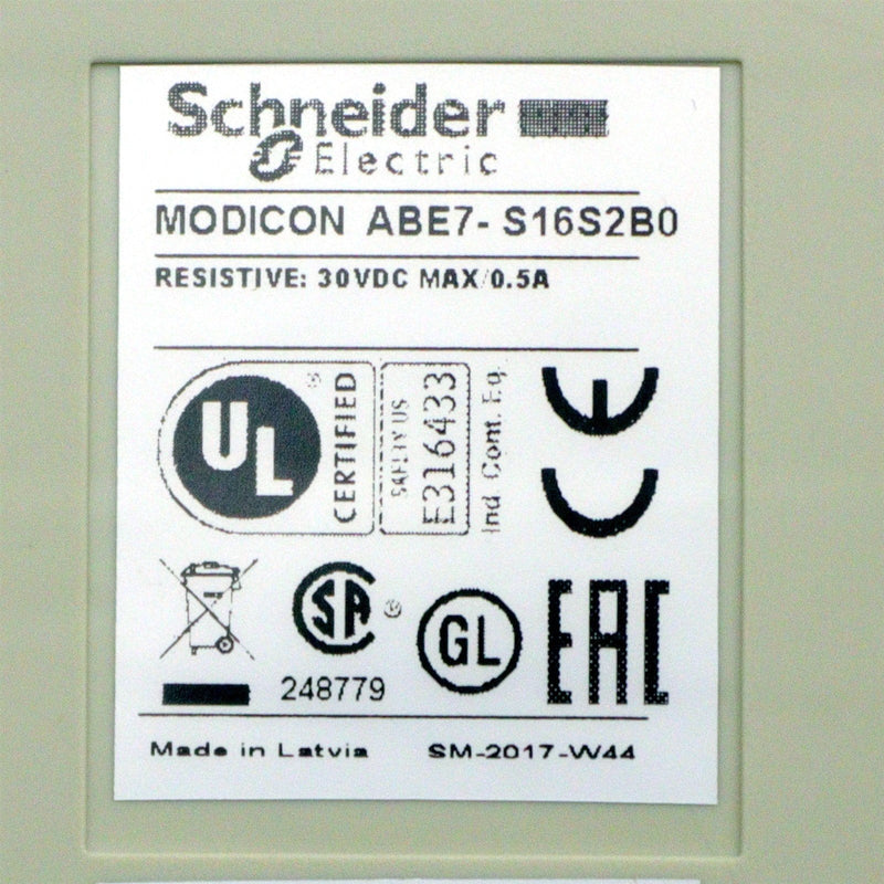 Schneider Electric Resistive: 30VDC MAX/0.5A ABE7-S16S2B0