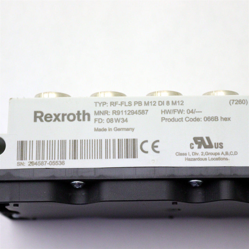 Rexroth I/O Module RF-FLS PB M12 DI 8 M12 R911294587 *New Open Box*