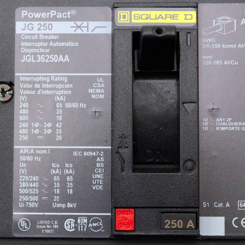Square D PowerPact JG250 Circuit Breaker JGL36250AA