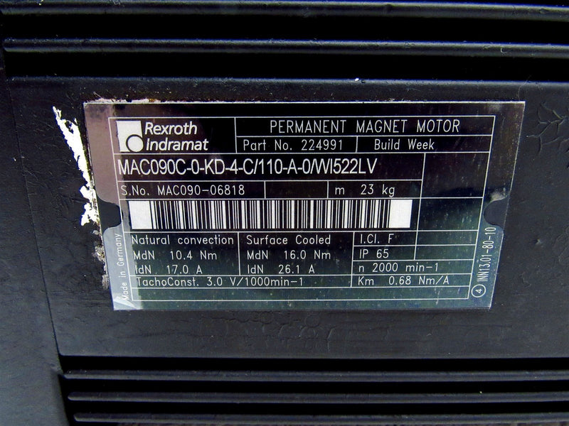 Indramat Permanent Magnet Servo Motor MAC090C-0-KD-4-C *New Open Box*