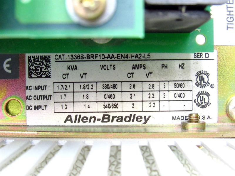Allen Bradley 1336 Plus 1HP 2.3A 3 Phase Drive 1336S-BRF10-AA-EN4-HA2-L5 Ser. D