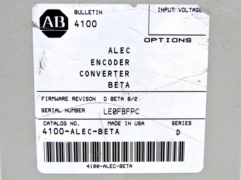 Allen Bradley Encoder Converter 4100-ALEC-BETA Ser. D