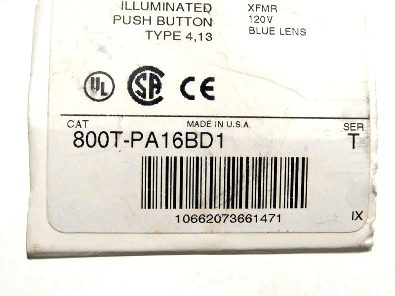 Allen Bradley Illuminated Push Button Type 4,13 800T-PA16BD1 Ser. T