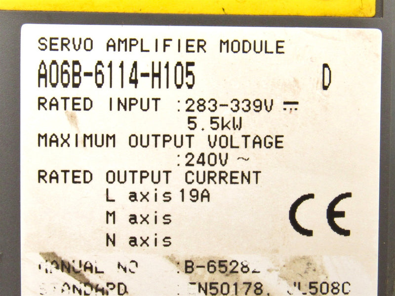 Fanuc Servo Amplifier Module A06B-6114-H105 *Missing Fan*