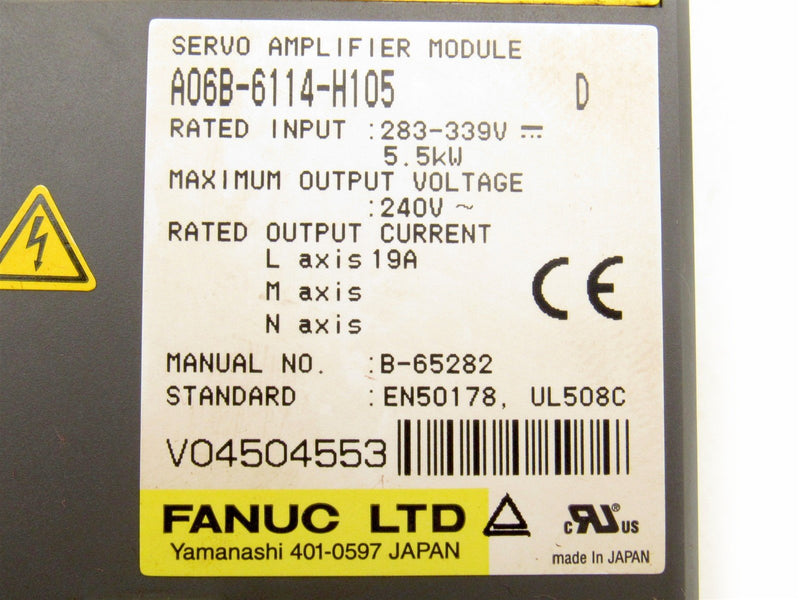 Fanuc Servo Amplifier Module A06B-6114-H105