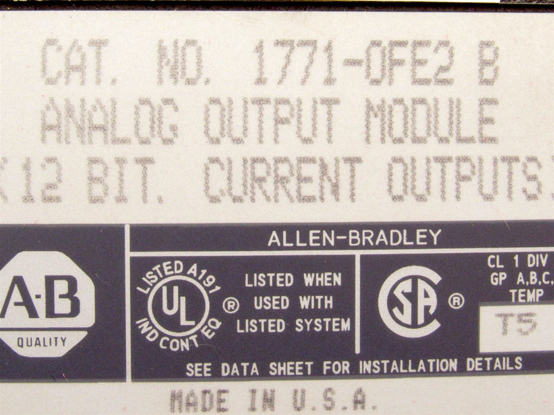 Allen Bradley Analog Output Module 1771-OFE2 Ser. B