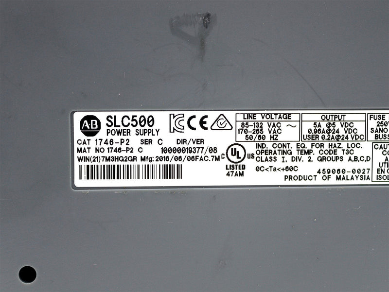 Allen Bradley SLC 500 Power Supply 1746-P2 Ser. C