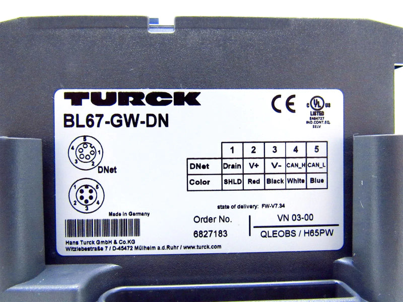 Turck Devicenet Power Supply BL67-GW-DN *New No Box*