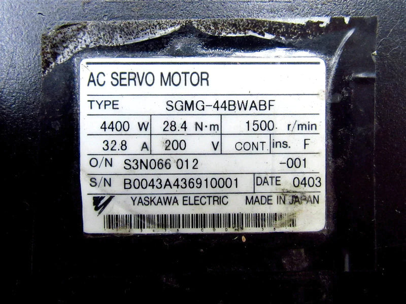 Yaskawa AC Servo Motor SGMG-44BWABF