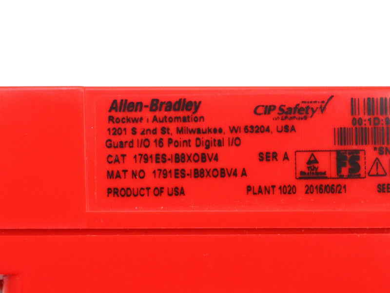 Allen Bradley Ethernet/ IP Block Guard I/O 1791ES-IB8XOBV4 Ser. A