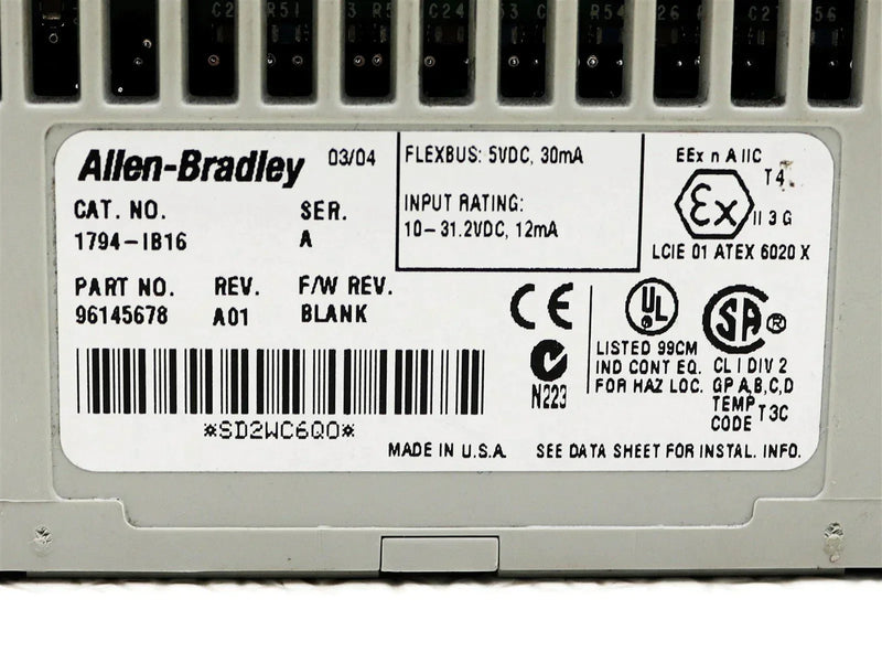 Allen Bradley Sink Input Module 1794-IB16 Ser. A