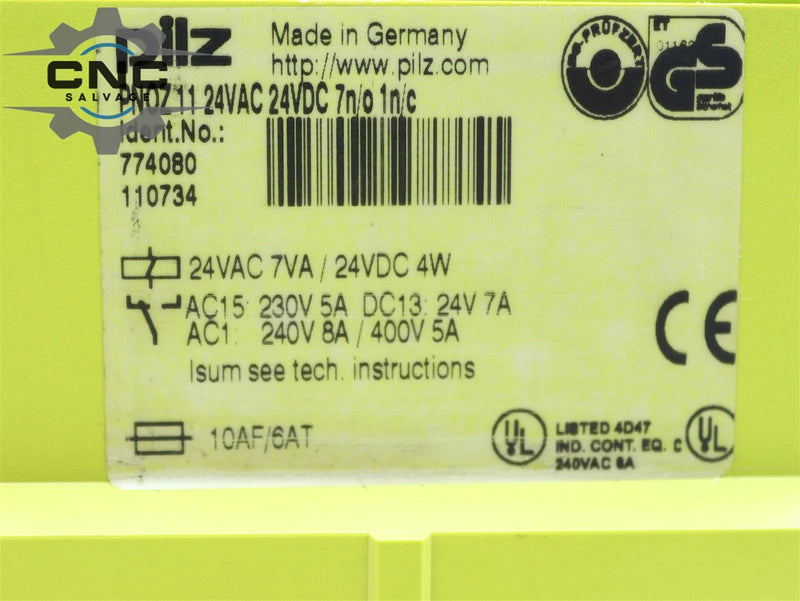 Pilz Safety Relay PNOZ 11 24VAC 24VDC 7N/0 1N/C