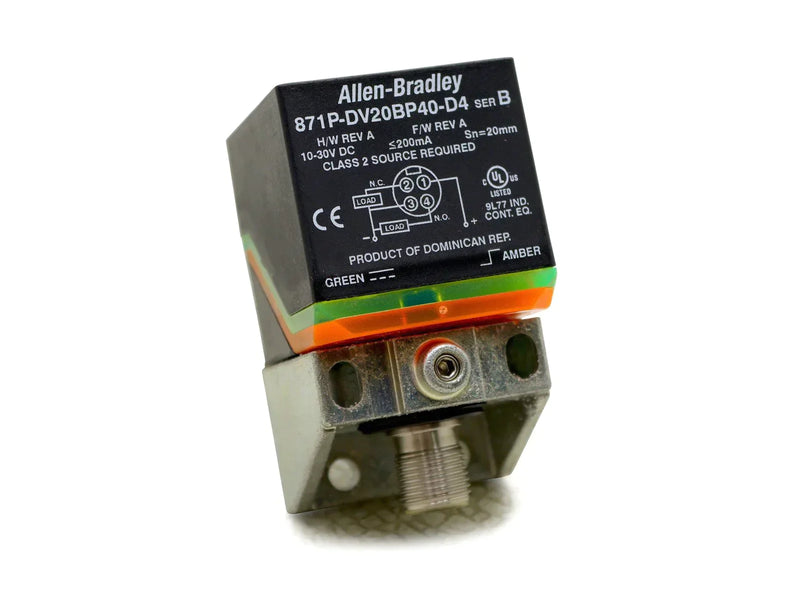 Allen Bradley Inductive Sensor 10-30V DC SN=20mm 871P-DV20BP40-D4 Ser. B
