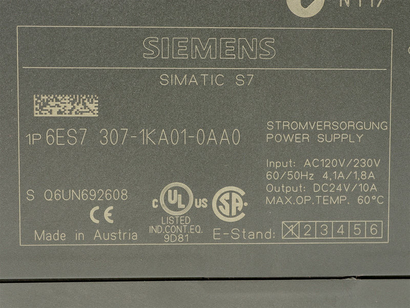 Siemens Simatic PLC Power Supply 6ES7307-1KA01-0AA0