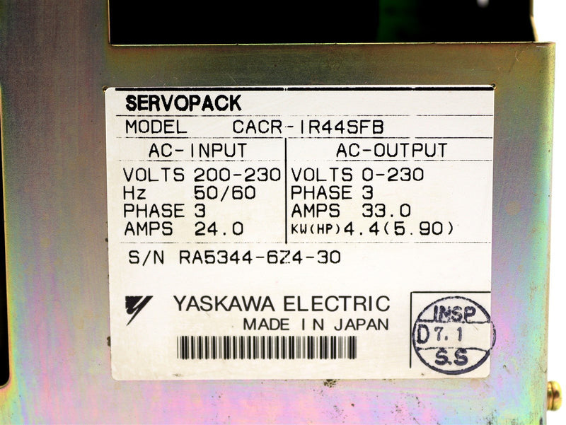 Yaskawa ServoPack Servo Drive CACR-IR44SFB P00 B12