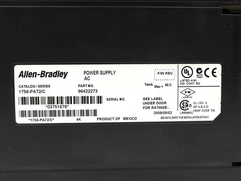 Allen-Bradley Power Supply AC 1756-PA72/C