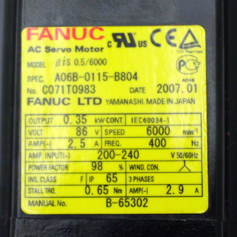 Fanuc AC Servo Motor A06B-0115-B804