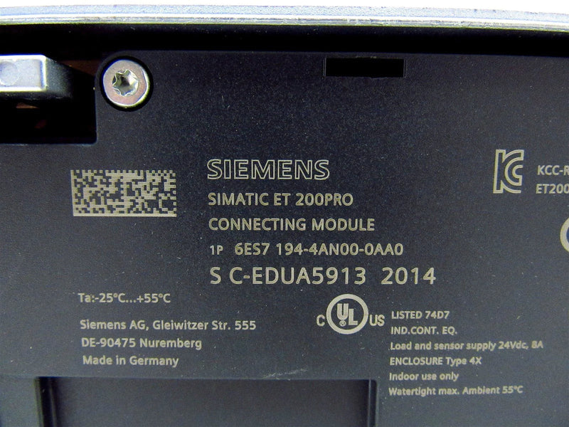Siemens Simatic ET 200PRO Connecting Module 6ES7194-4AN00-0AA0 *New Open Box*