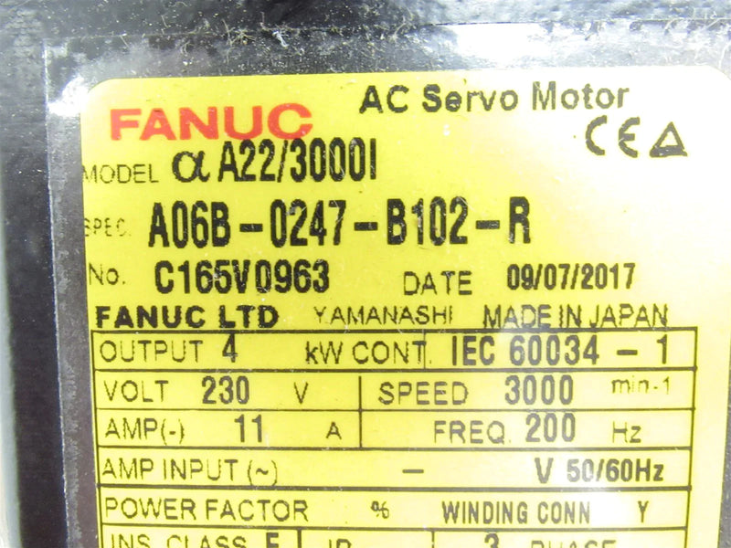 Fanuc AC Servo Motor A06B-0247-B102-R