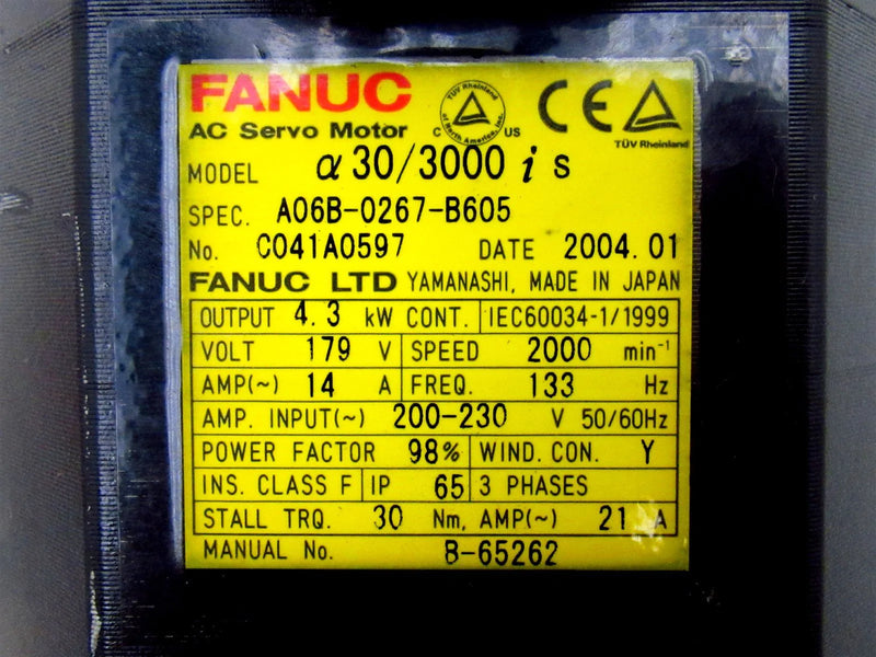 Fanuc AC Servo Motor A06B-0267-B605