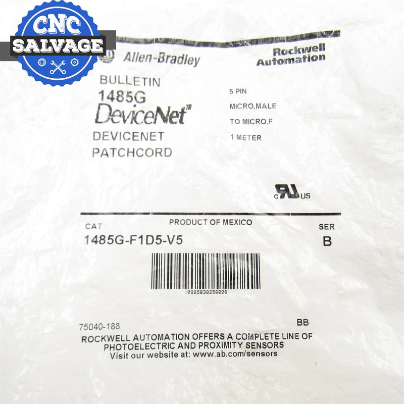Allen Bradley DeviceNet Patch Cord 5Pin 1M 1485G-F1D5-V5 *New In Bag*