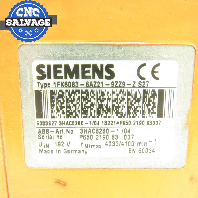 Siemens ABB AC Servo Motor 3HAC8280-1/04 1FK6083-6AZ21-9ZZ9-ZS27
