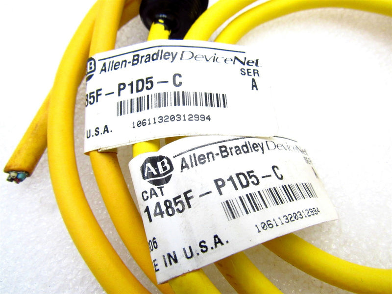 Allen Bradley Receptacle Cable 1485F-P1D5-C *Lot of 2* *New In Bag*