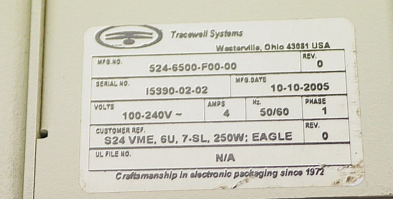 Tracewell Systems 7slot Chassis 524-6500-F00-00