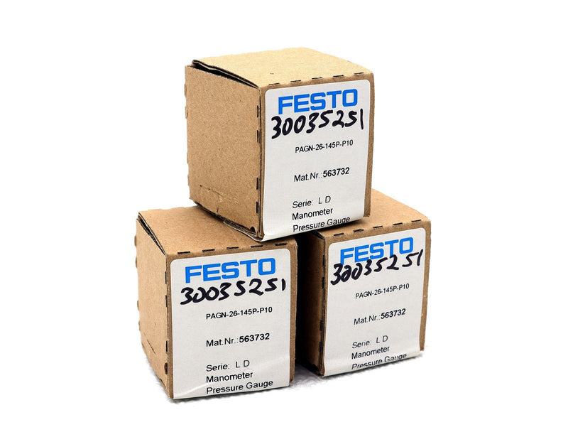 Festo Pressure Gauge 563732 PAGN-26-145P-P10 *New In Box* *Lot of 3*