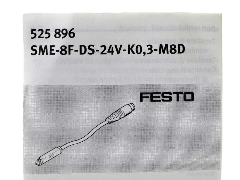 Festo Proximity Switch SME-8F-DS-24V-K0,3-M8D 525896 *New Open Bag*