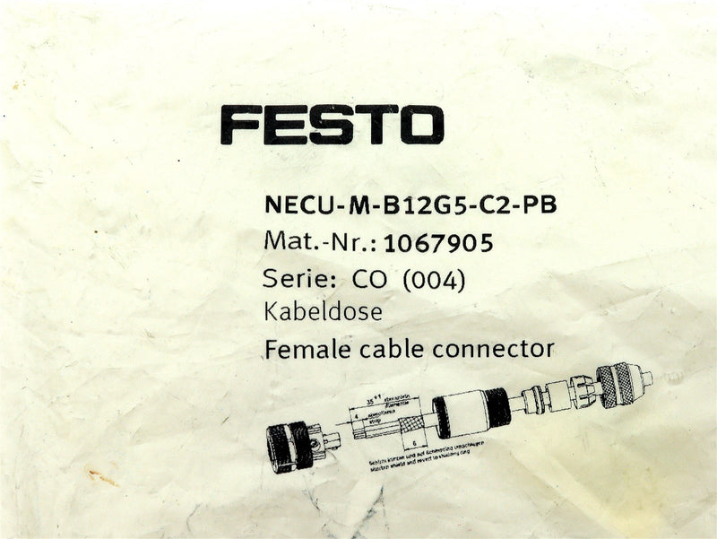 Festo Female Cable Connector NECU-M-B12G5-C2-PB 1067905 *New Open Bag*